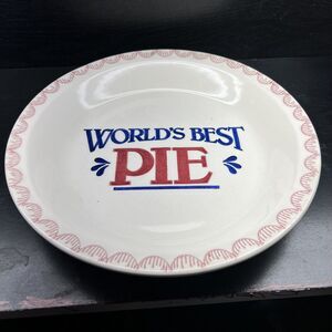 Mount Clemens Stoneware Pottery WORLDS BEST PIE Plate 10.5” Red White Blue Japan